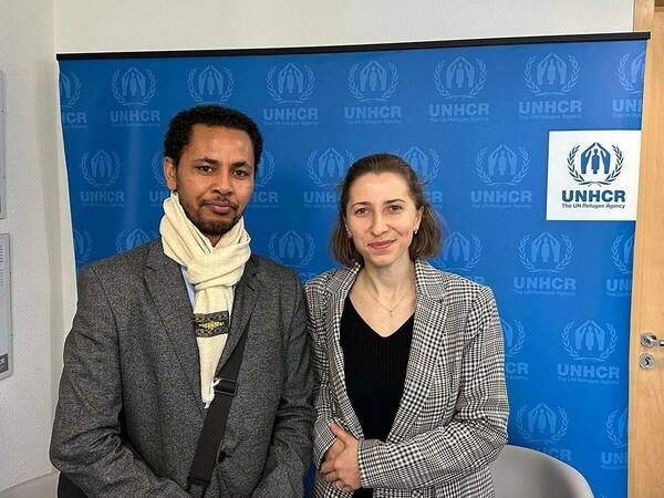 Khrystyna Kozak and Negalegne Mequanint Mandefiro at UNHCR in Berlin.